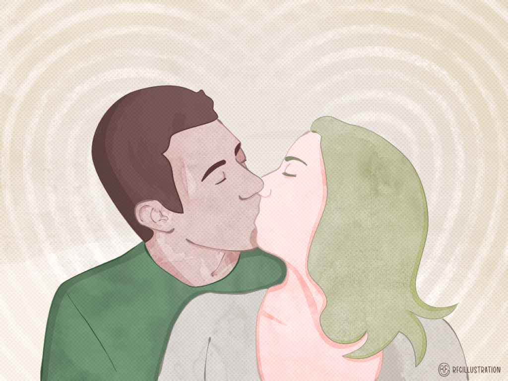 Illustration of me kiss my husband.